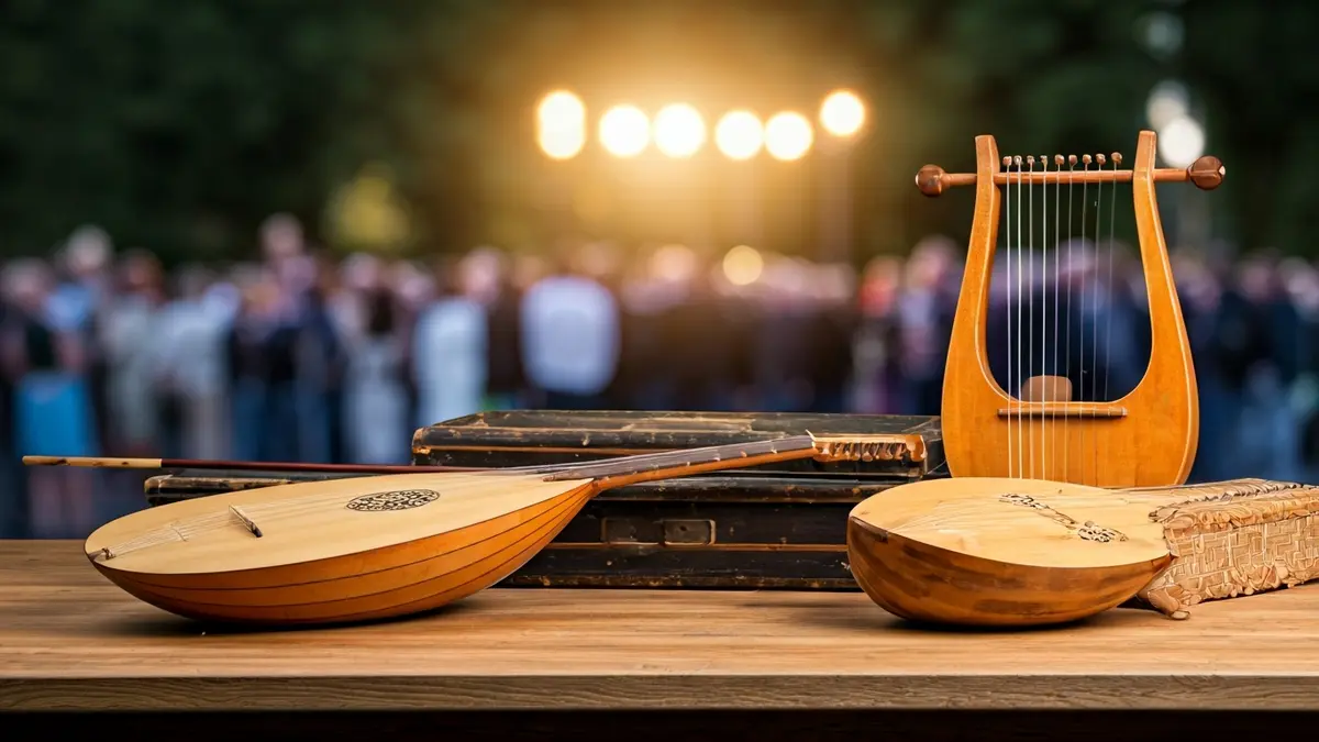 Imagen genérica de instrumentos musicales antiguos y recuperados, evocando la historia y la música.