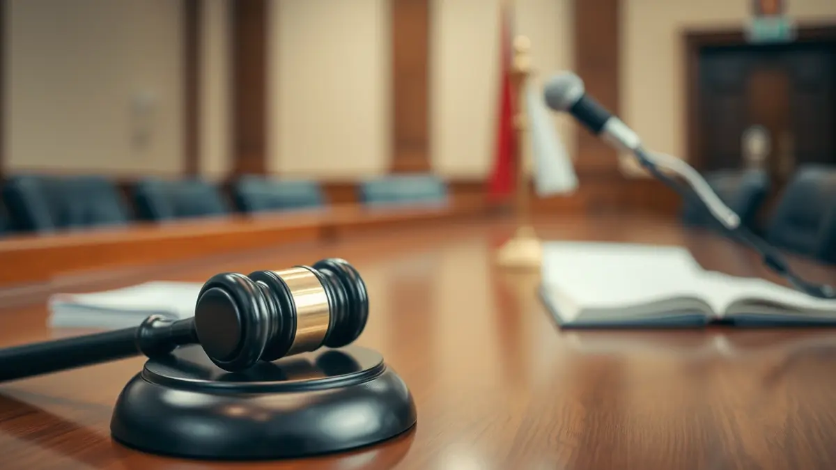 Generic image of a judge's gavel in a courtroom, symbolizing justice.