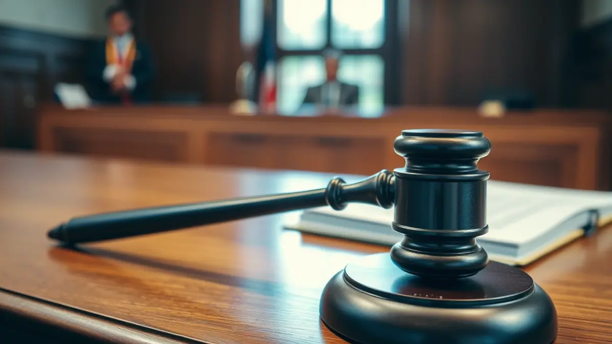 Generic image of a judge's gavel on a desk in a courtroom.