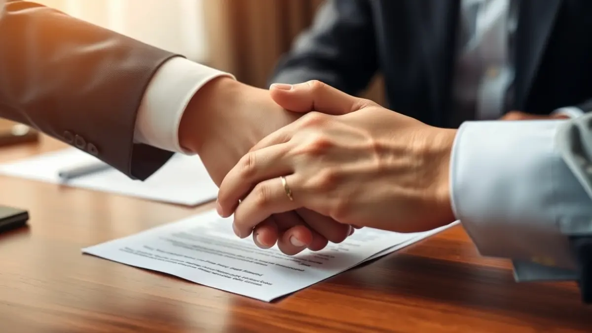 Imagen genérica de un acuerdo firmado entre dos partes.