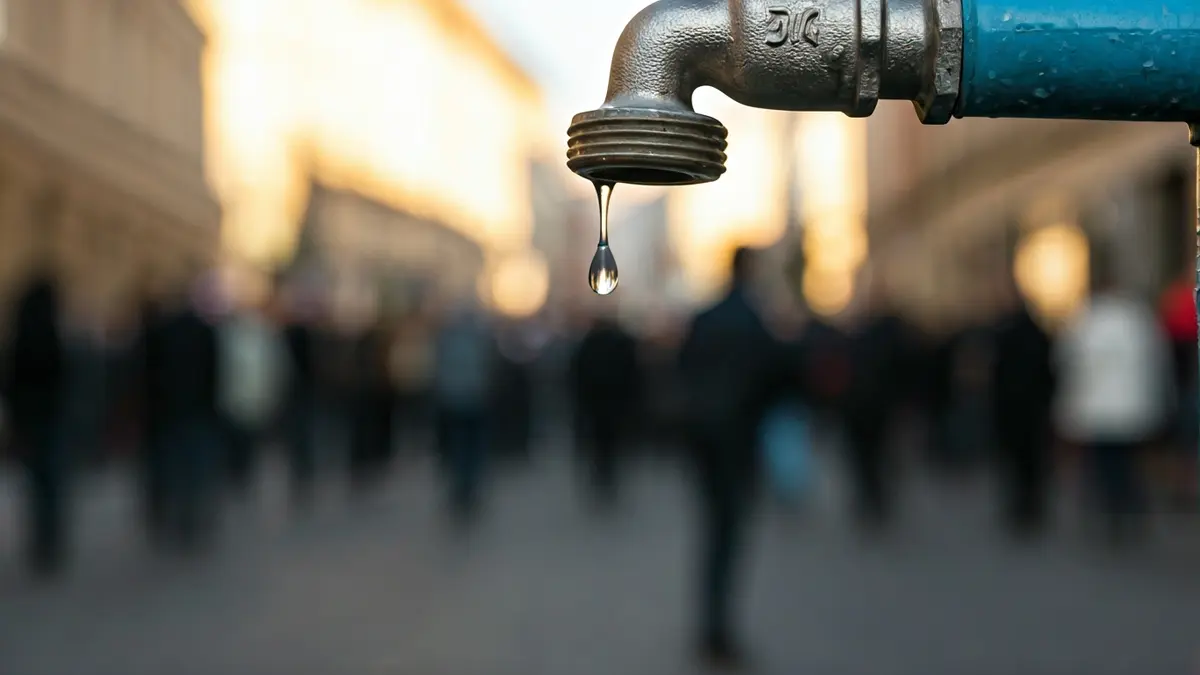 Generic image of a dripping faucet, symbolizing water scarcity.