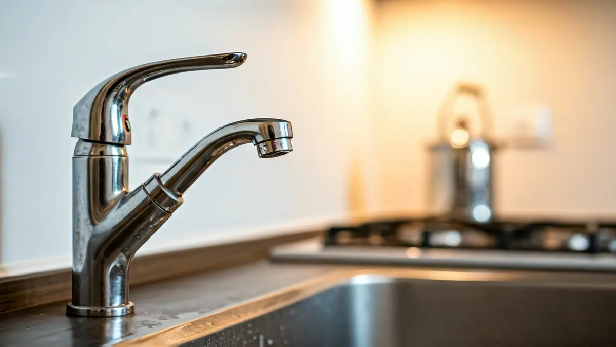 Grifo de cocina vacío, simbolizando la falta de agua.