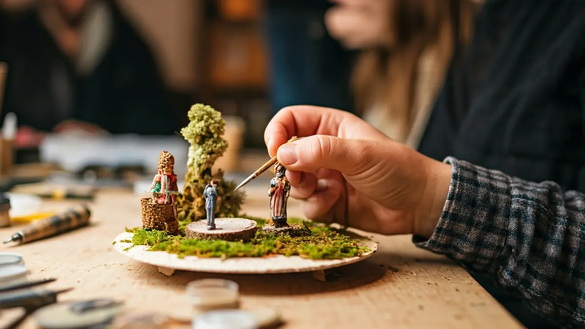Imagen genérica de manos trabajando en la creación de un belén, con materiales tradicionales.