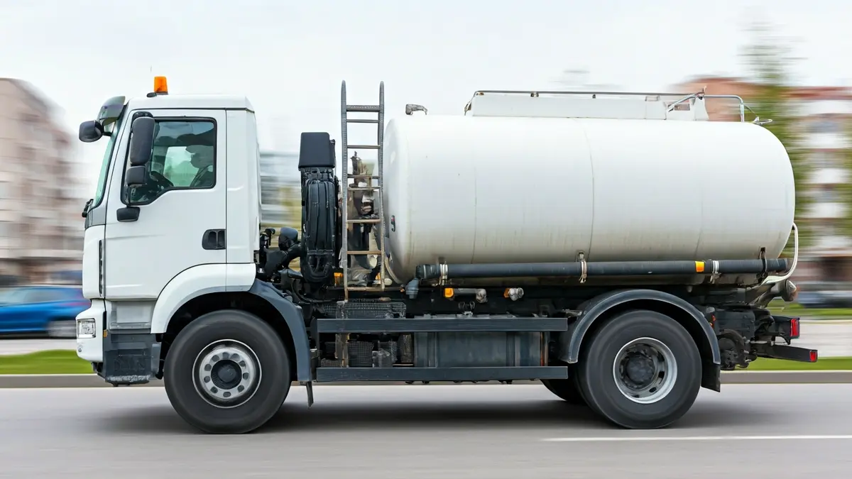 Camión cisterna municipal distribuyendo agua en una calle de Alcalá de Henares.