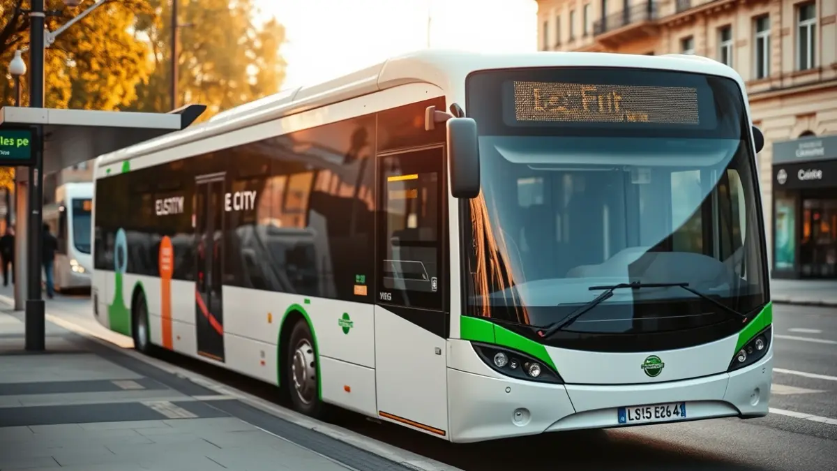 Imagen genérica de un autobús eléctrico moderno en una parada urbana.