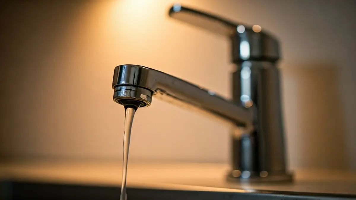 Imagen genérica de un grifo con un hilo de agua, simbolizando la escasez de suministro.
