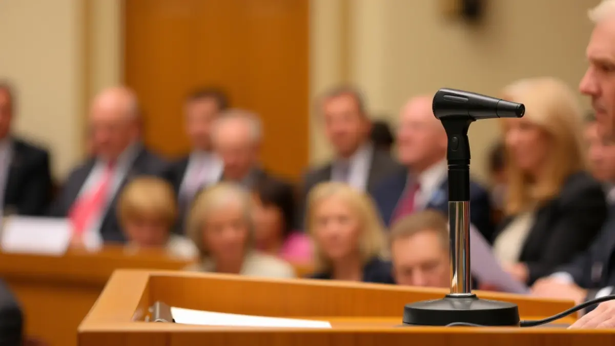 Imagen genérica de un micrófono en un podio, simbolizando un evento público o una declaración oficial.