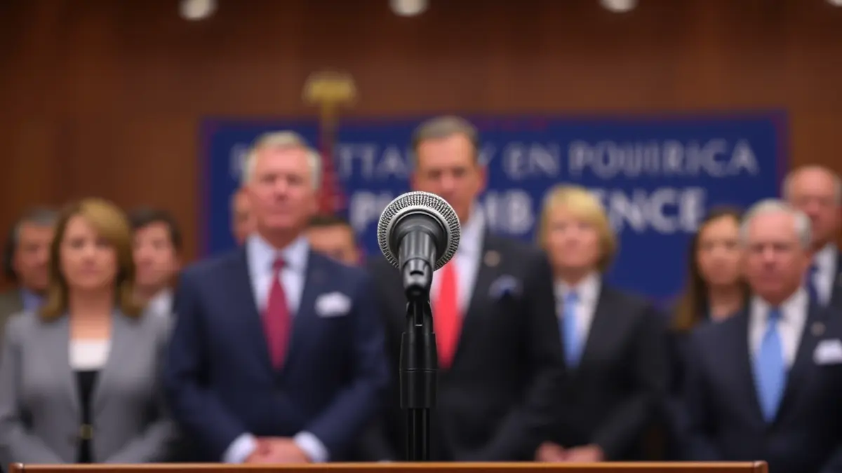 Imagen genérica de un micrófono en un podio durante un evento político.