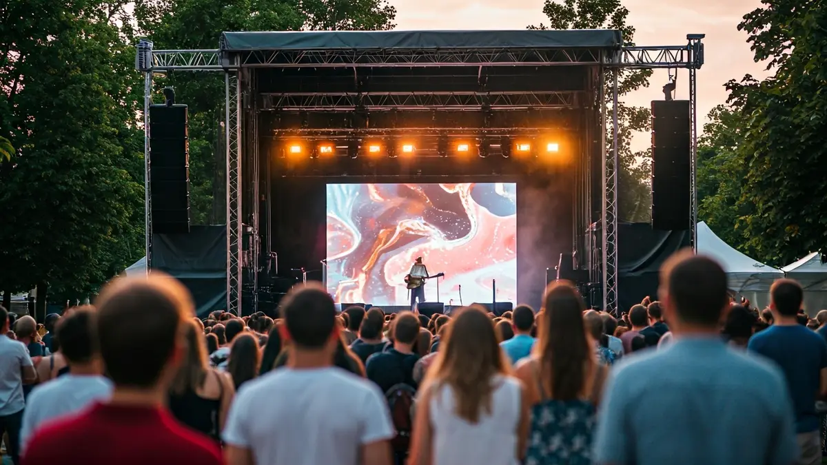 Imagen genérica de un festival de música al aire libre al atardecer.