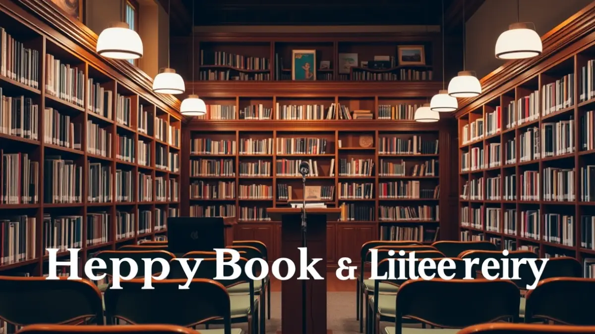 Imagen genérica de una biblioteca con estanterías de madera y un ambiente acogedor, simbolizando la lectura y la cultura.