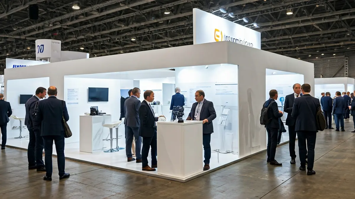 Imagen genérica de una feria de empleo con personas interactuando en stands.