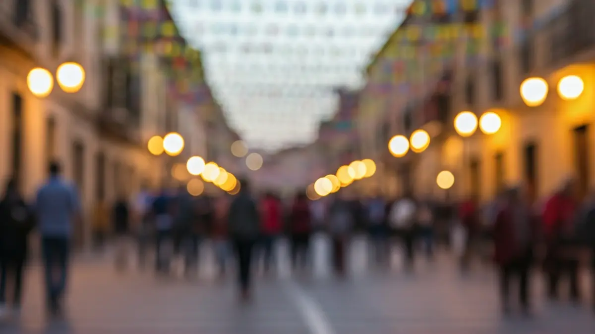 Image of a festive atmosphere in the streets of Alcorcón during the Santo Domingo and San Dominguín Festivities.