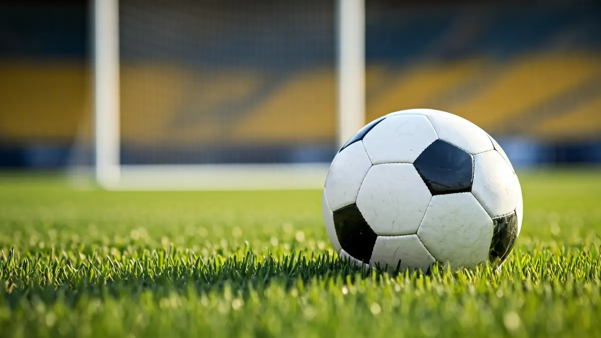 Generic image of a soccer ball on a playing field.