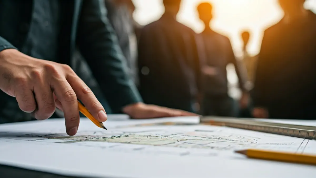 Generic image of urban development blueprints and land auction documents.