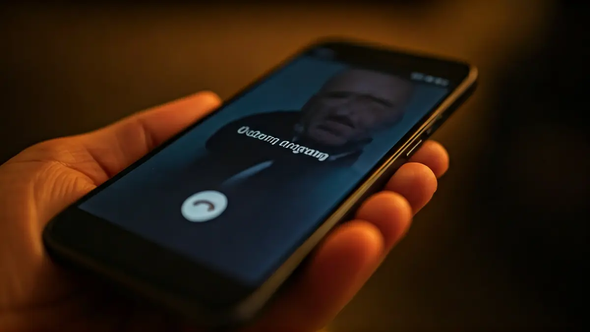 Imagen genérica de una persona recibiendo una llamada telefónica de un número oculto, con una expresión de preocupación.