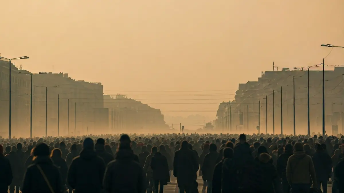Generic image of a city with dusty air and low visibility.