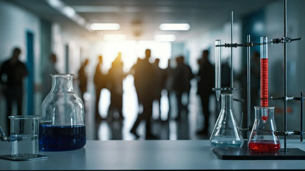 Generic image of a laboratory with scientific equipment and chemical risks.