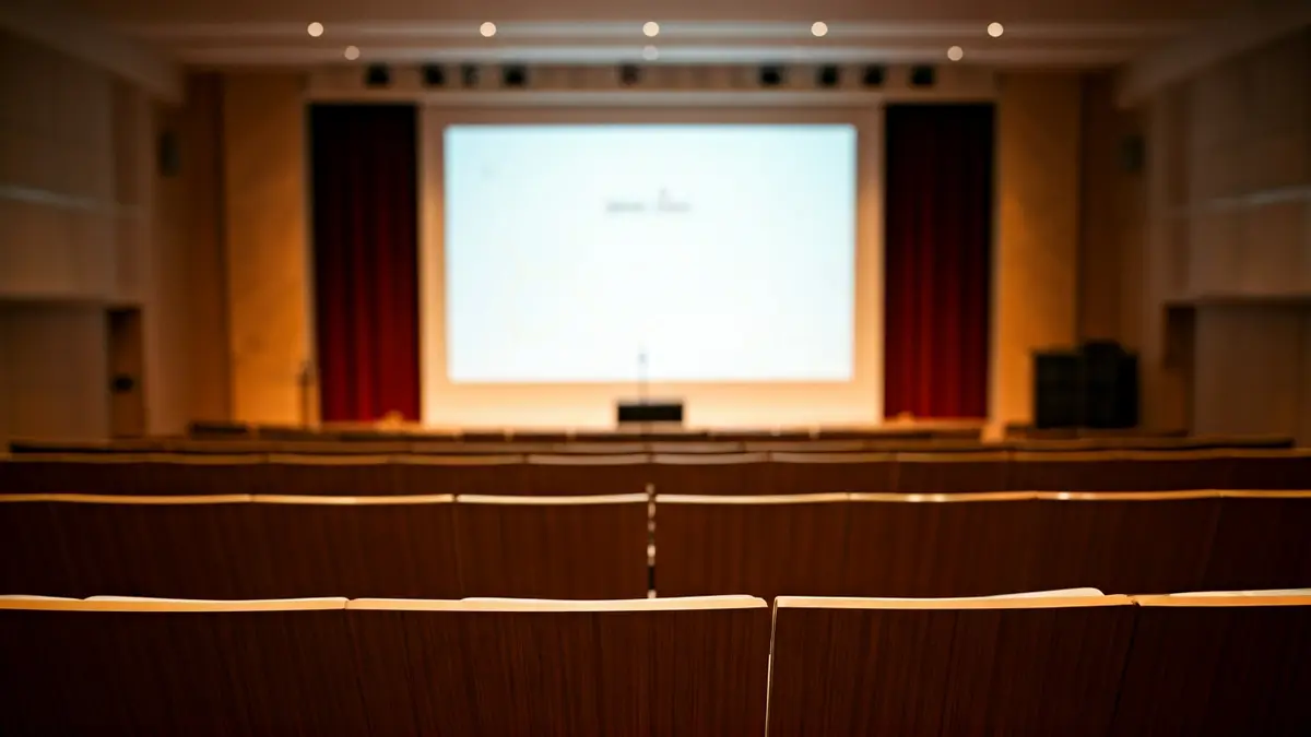 Imagen genérica de un auditorio moderno listo para un evento.