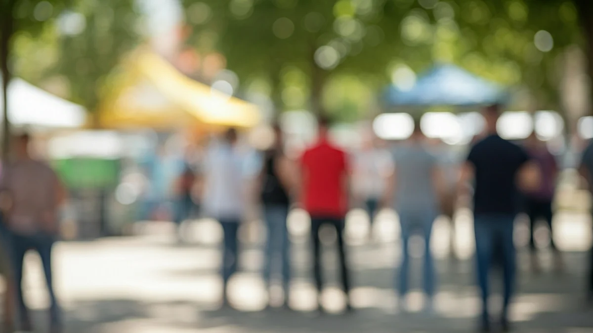 Image of a community health fair in a sunny park in Algete, with people of all ages participating in outdoor activities.