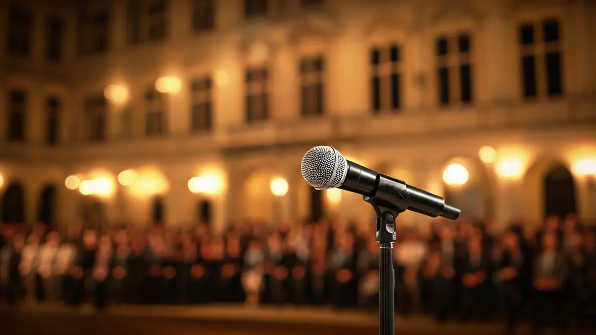 Imagen genérica de un micrófono en un podio, simbolizando un acto oficial o recepción.