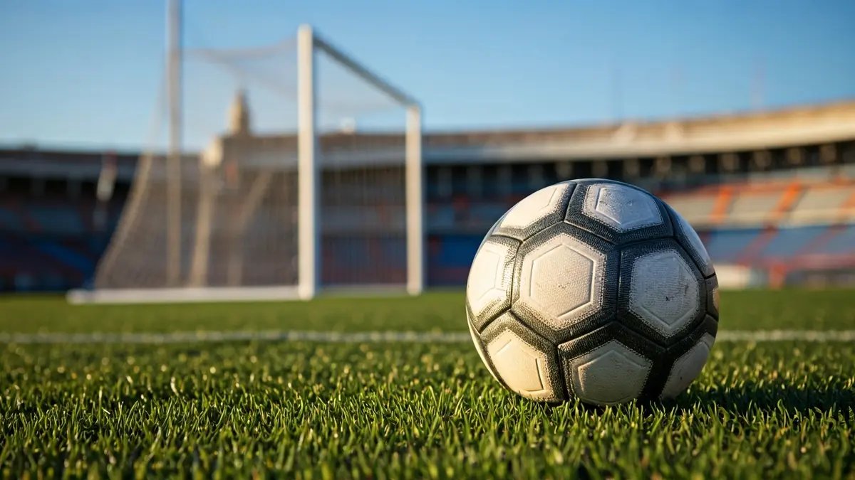 Imagen genérica de un balón de fútbol en un campo, con la red de la portería desenfocada al fondo.