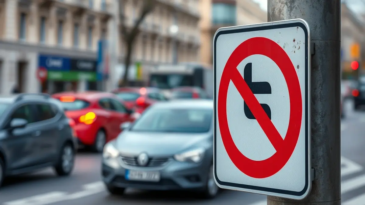 Imagen genérica de una señal de tráfico de zona restringida en un entorno urbano.