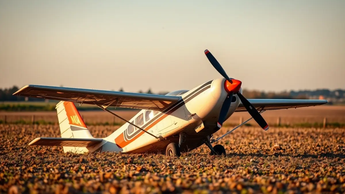 Avioneta volcada en un campo de cultivo tras un aterrizaje de emergencia en Alcorcón.
