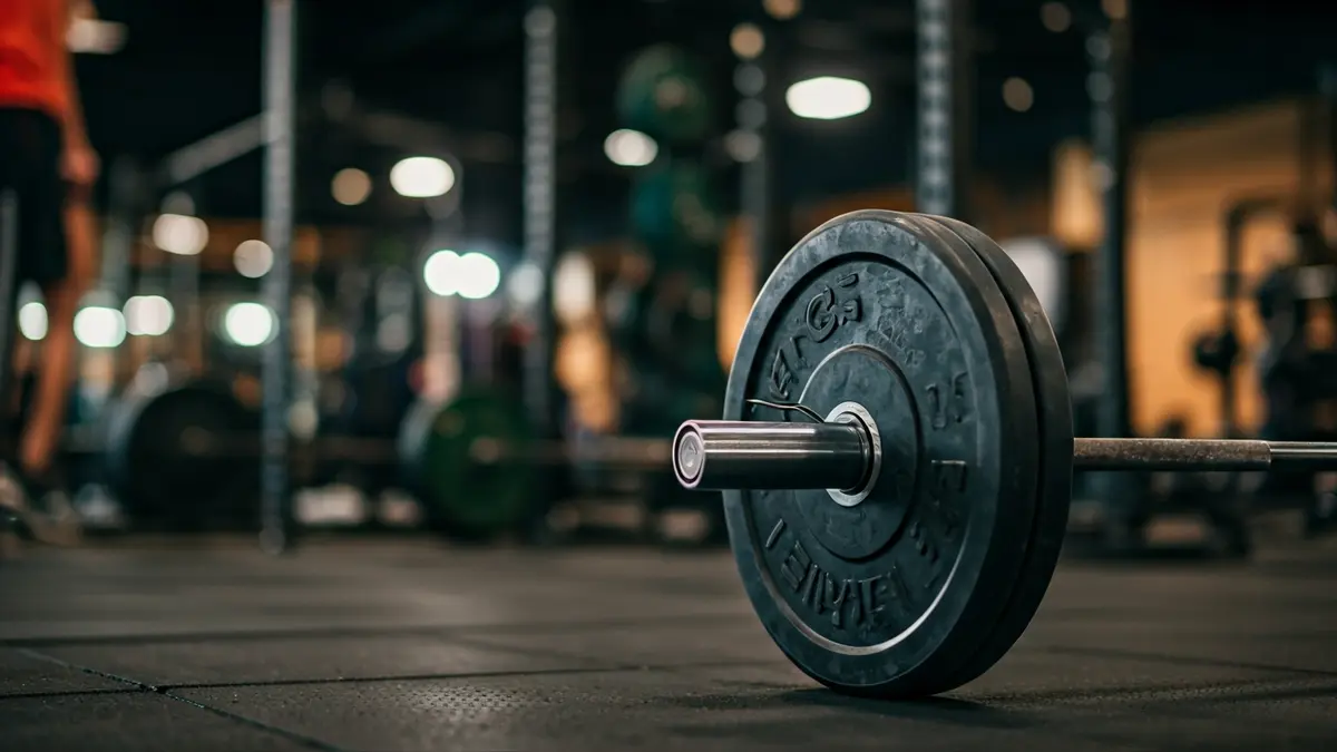 Imagen genérica de equipamiento de gimnasio, con una pesa en primer plano.