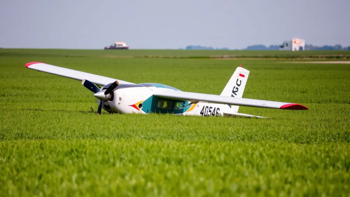 Avioneta volcada en un campo de cultivo tras un aterrizaje de emergencia en Alcorcón.