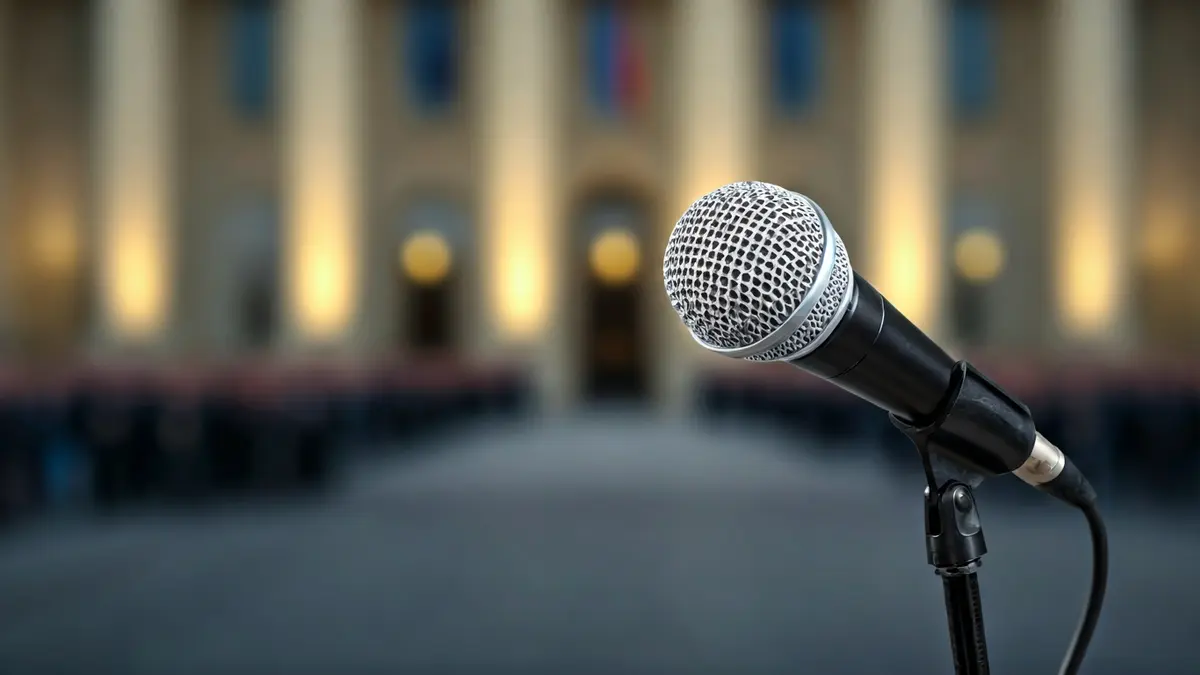 Imagen genérica de un micrófono en un podio, simbolizando declaraciones políticas.