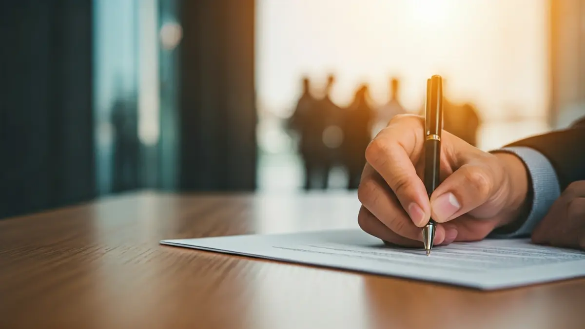 Generic image of a hand signing a document, symbolizing the approval of new laws.