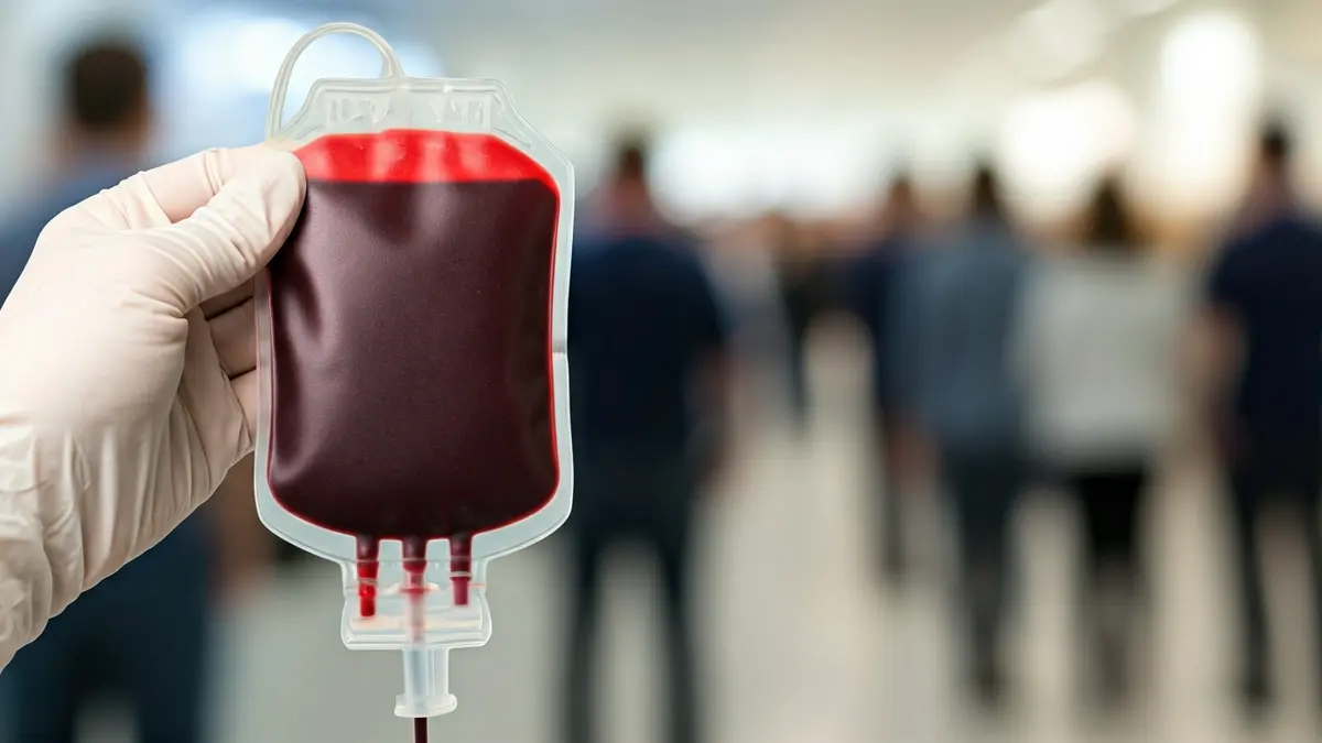 Imagen genérica de una bolsa de sangre en un entorno hospitalario.