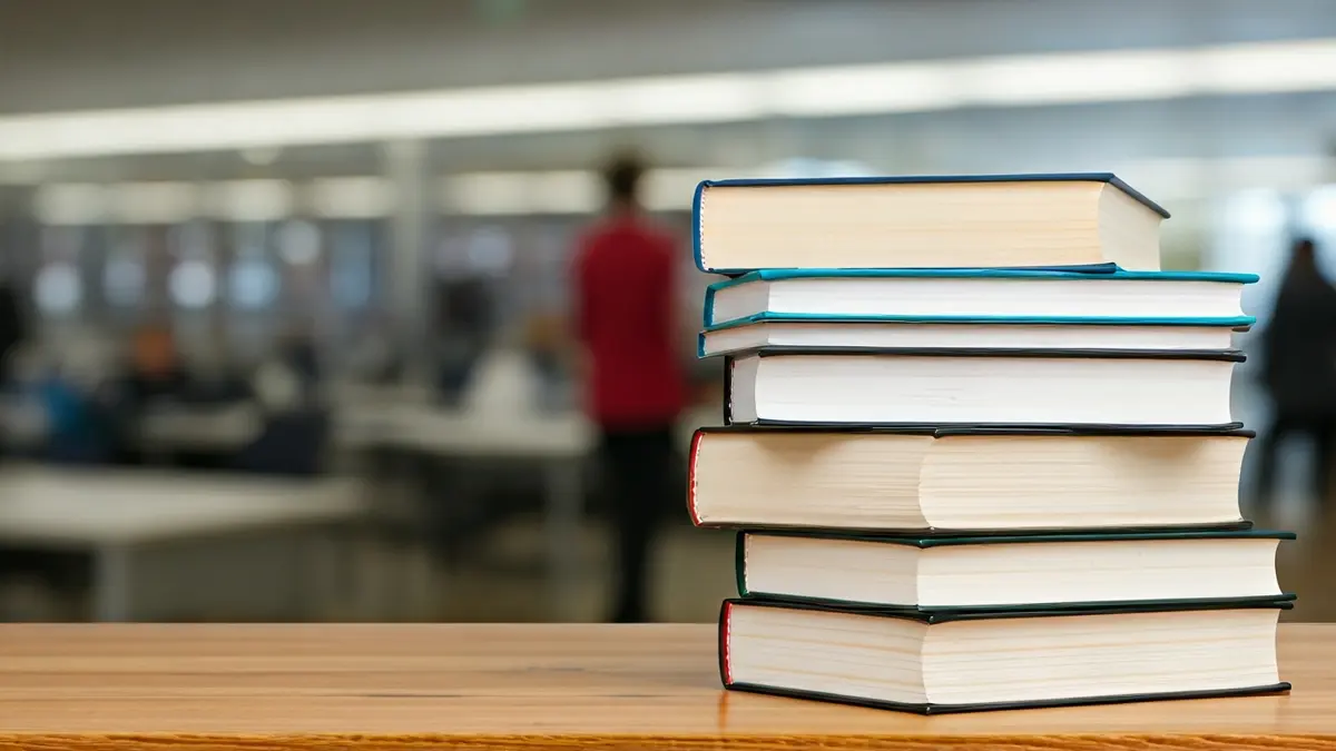 Imagen genérica de libros académicos en un escritorio, simbolizando la educación superior.