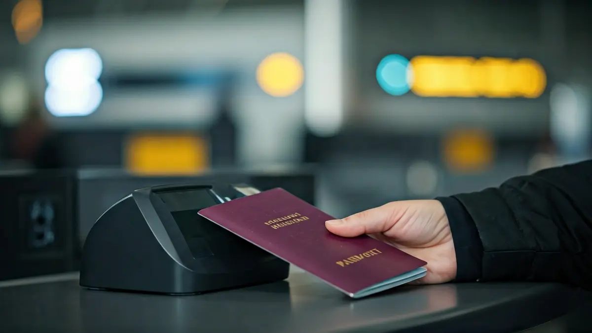 Imagen genérica de un pasaporte siendo escaneado en un control de aeropuerto.