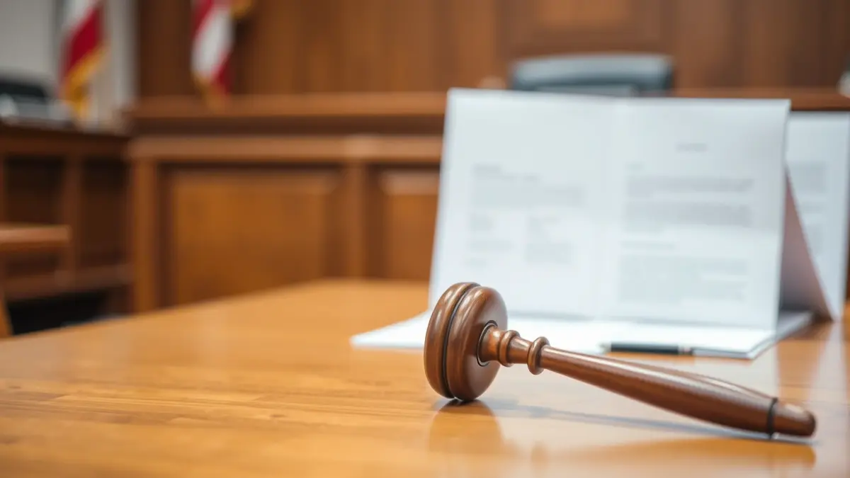 Generic image of a judge's gavel on a wooden table, symbolizing a legal process.