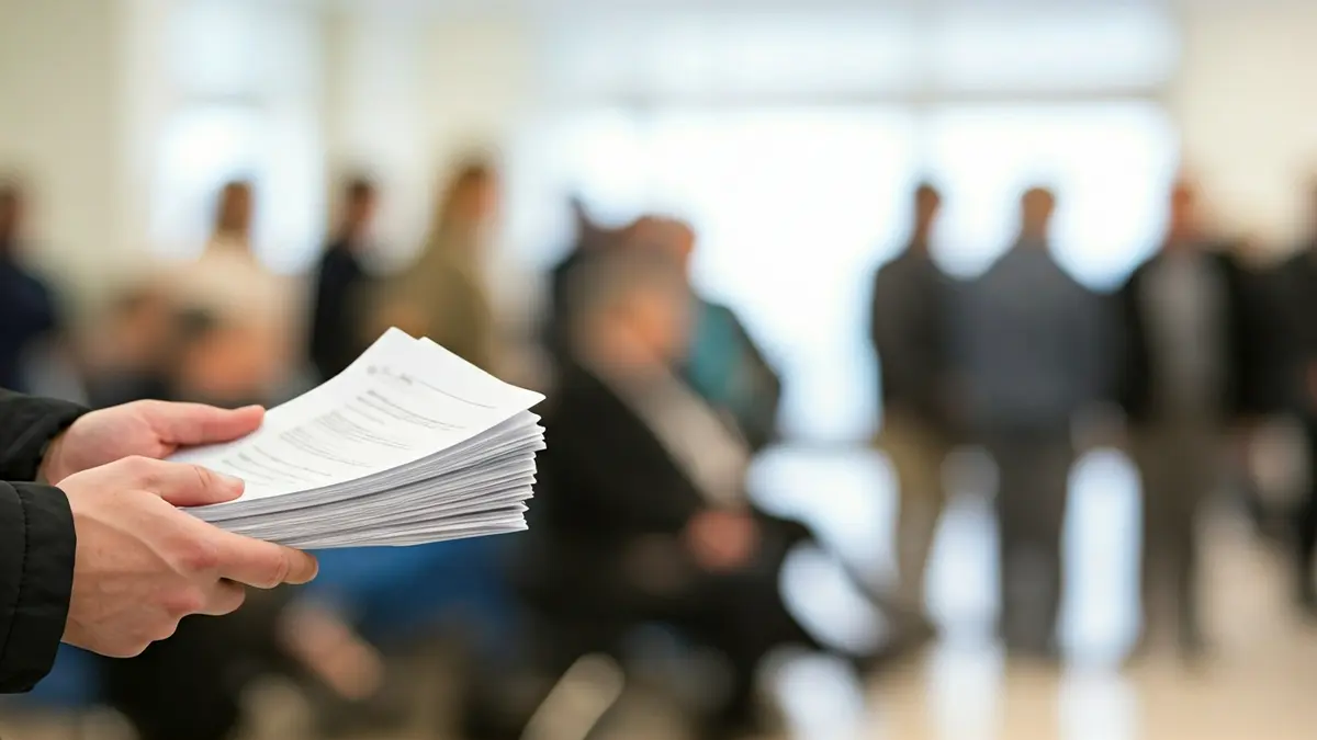 Generic image of hands holding documents in a clinic setting.