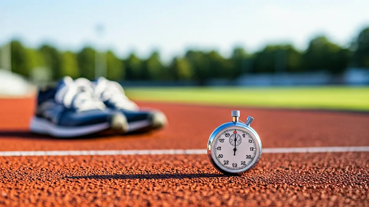 Imagen genérica de un cronómetro en una pista de atletismo, simbolizando pruebas físicas.