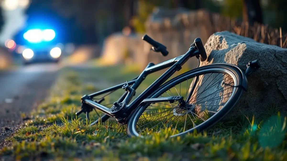 Image of a bicycle on the ground after an accident in Alcalá de Henares.