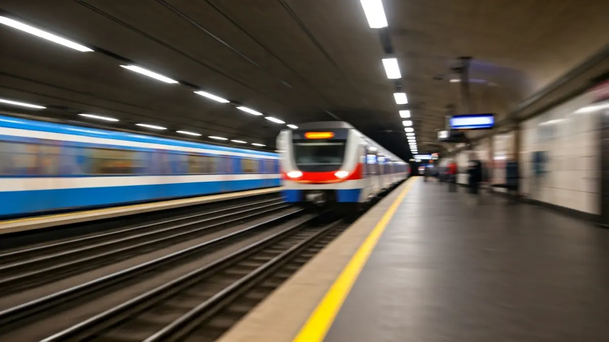 Imagen genérica de una estación de metro con un tren llegando.