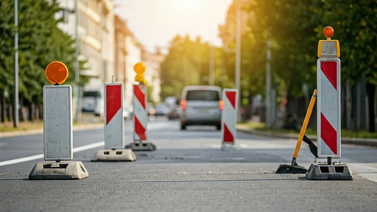 Generic image of asphalt paving works on an urban street.