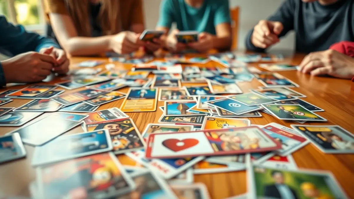 Generic image of trading cards and stickers on a table.