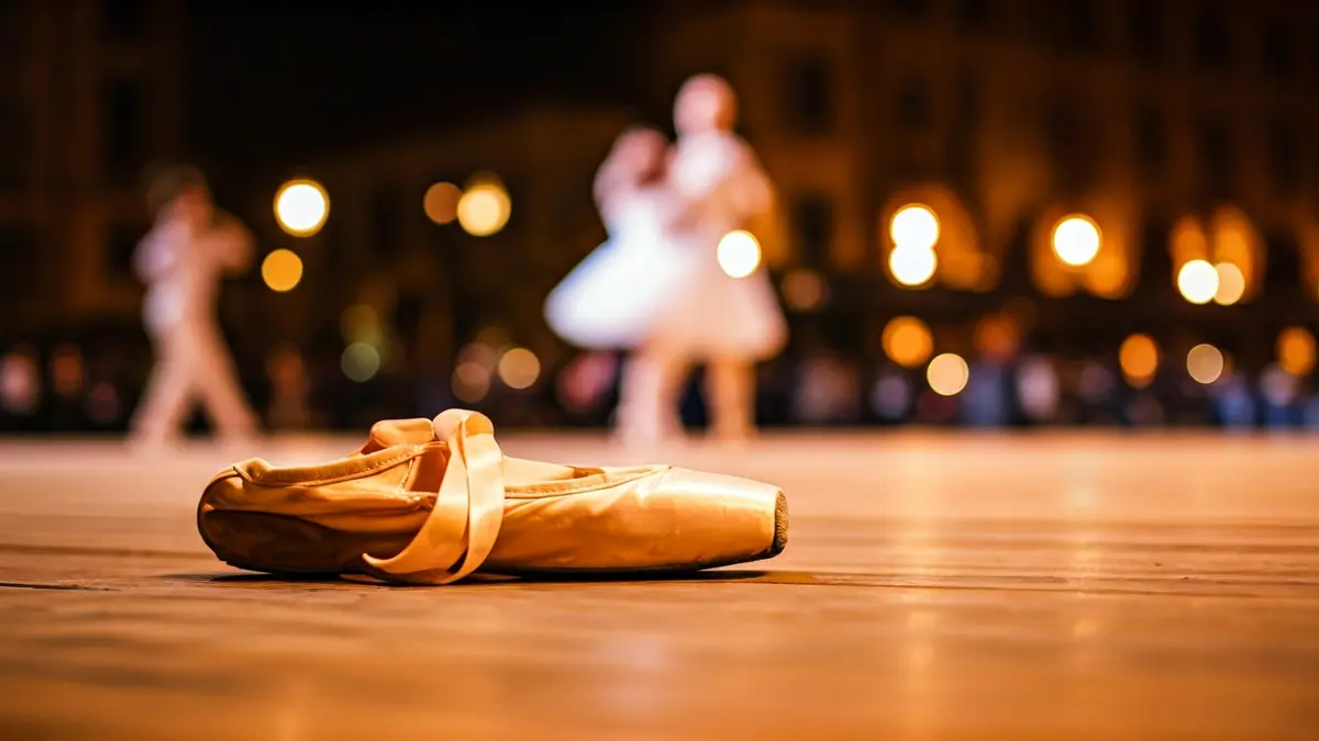 Imagen genérica de unas zapatillas de ballet en un escenario.