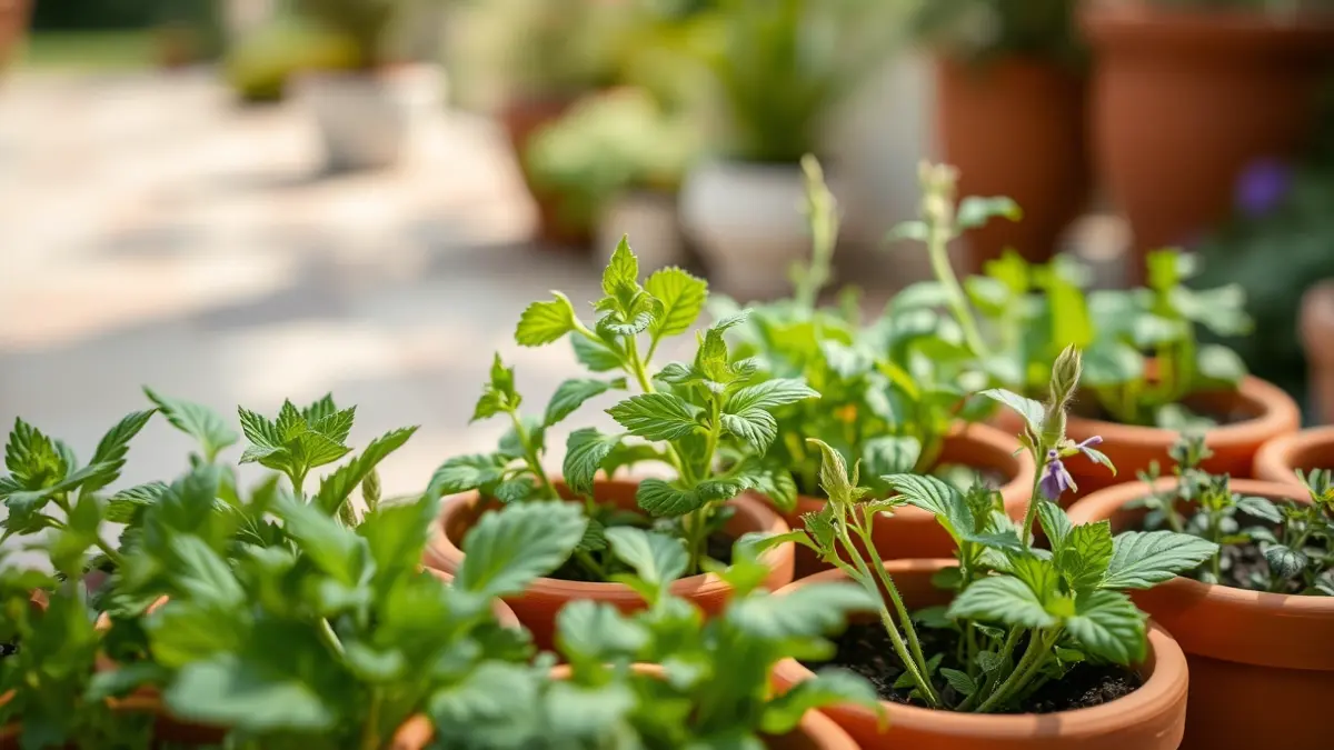 Imagen genérica de plantas aromáticas en macetas.