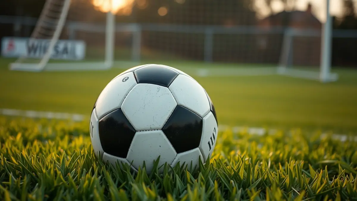 Generic image of a soccer ball on a sports field.