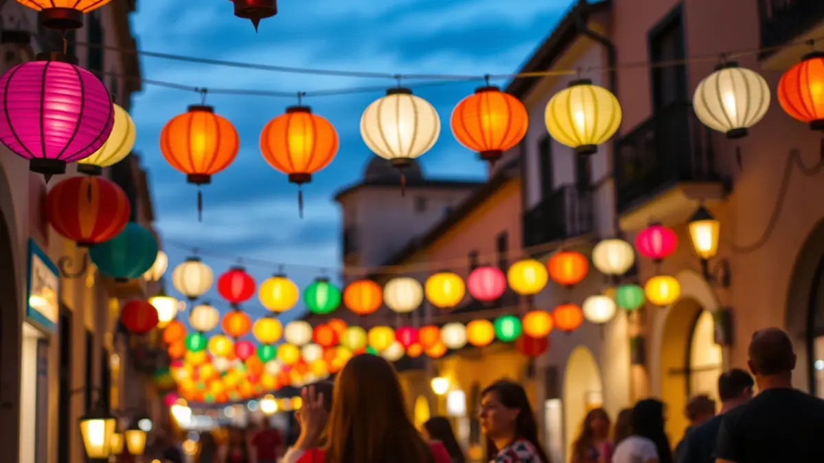 Generic image of an Andalusian fair with lanterns and a festive atmosphere.
