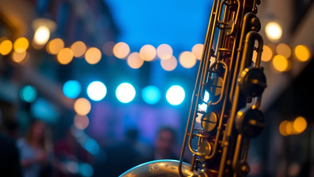 Generic image of a saxophone on a jazz stage.