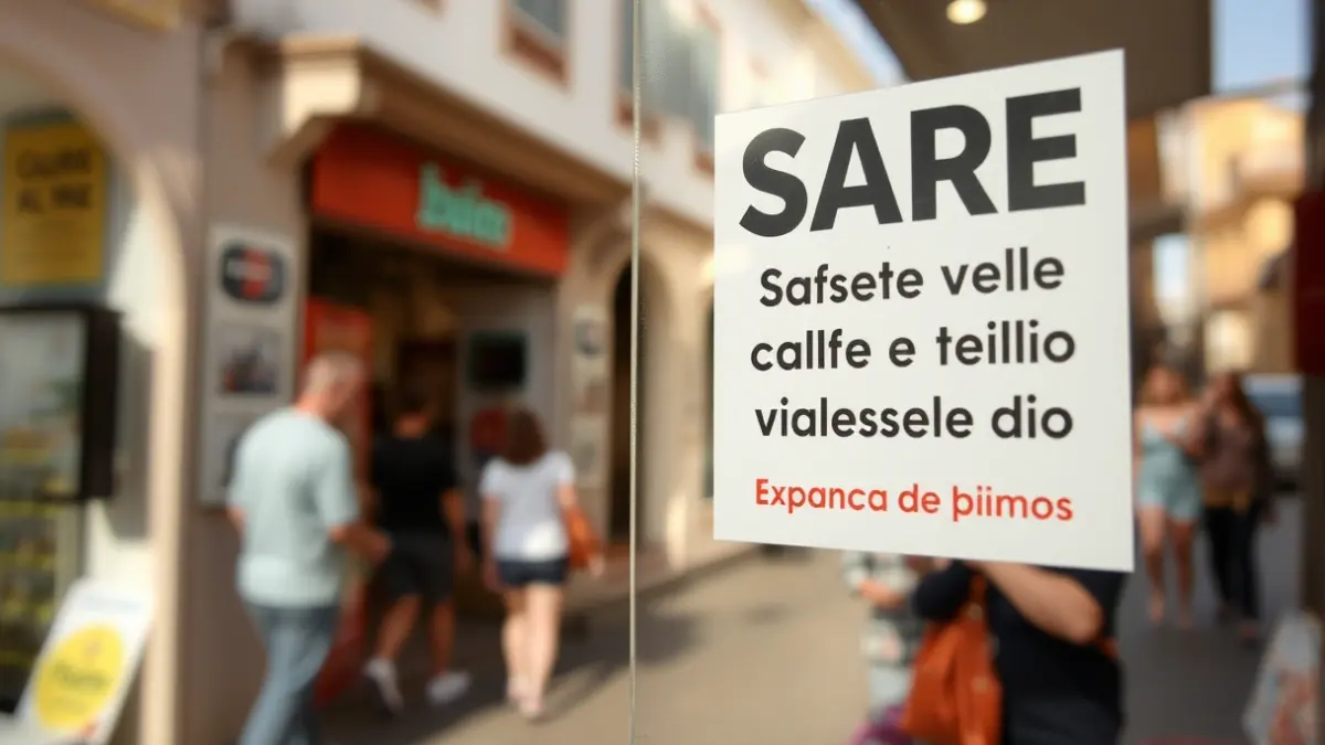 Image of a sticker on a shop window in Tres Cantos.