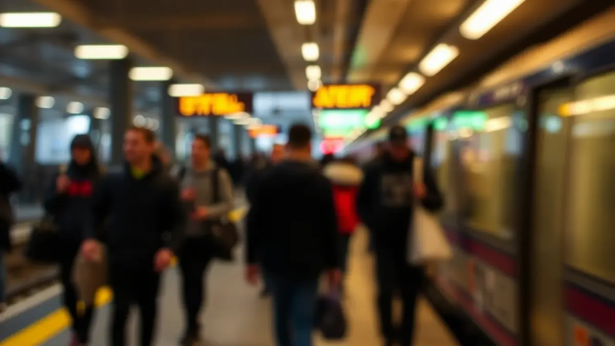 Imagen genérica de una estación de tren con viajeros en hora punta.