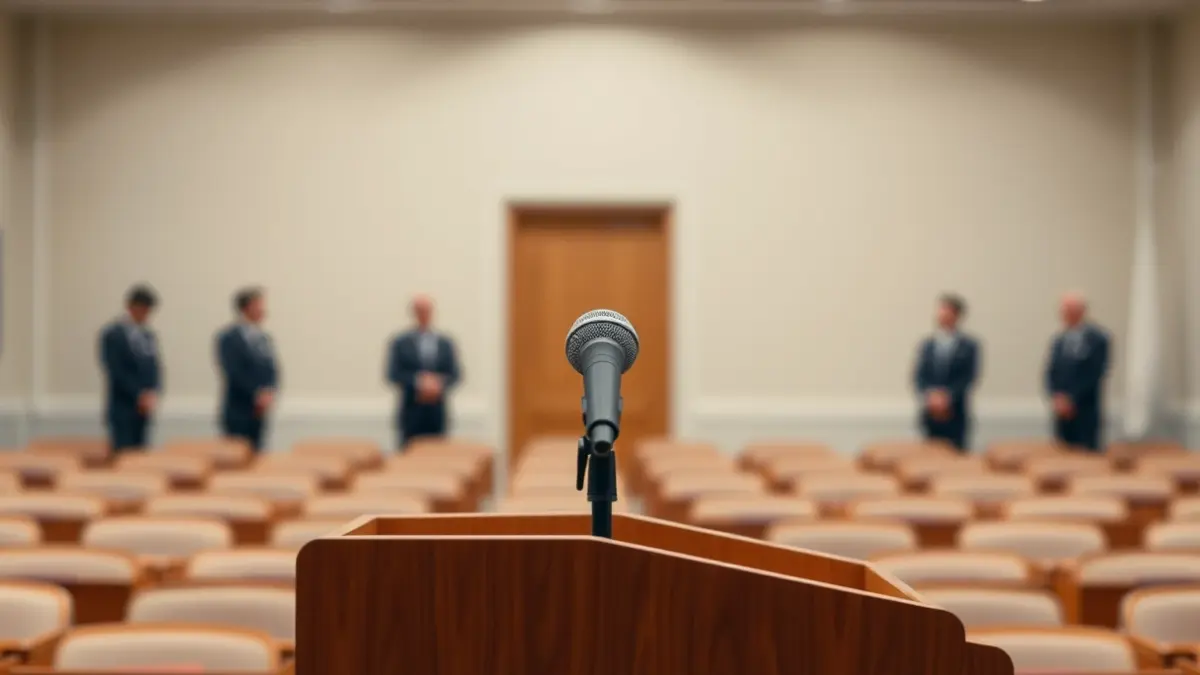 Imagen genérica de un micrófono en un podio, simbolizando un debate político o una reunión.