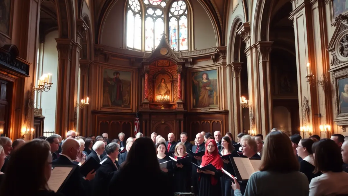 Image of a choir performing in a historic oratory.